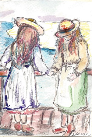 Friends, Diane Pantenello, Watercolor On Rag Mat, Postcard #37, $TBD
