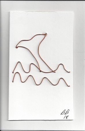 New London Whale Tail, Bruce Benvie of Blue Glass Inspirations, Copper Wire on Rag Mat, Postcard #124, $TBD