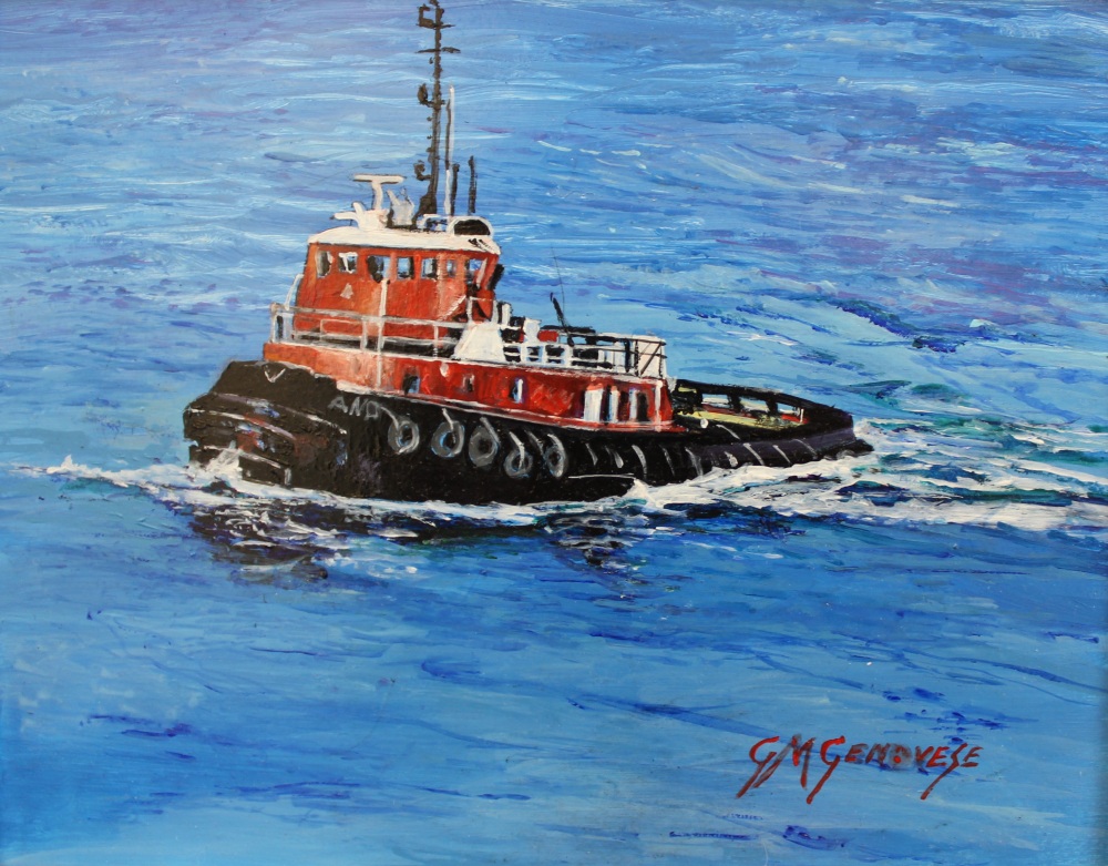 New London Tug Boat, Gigi Mezzo Genovese, Acrylic, 10x8
