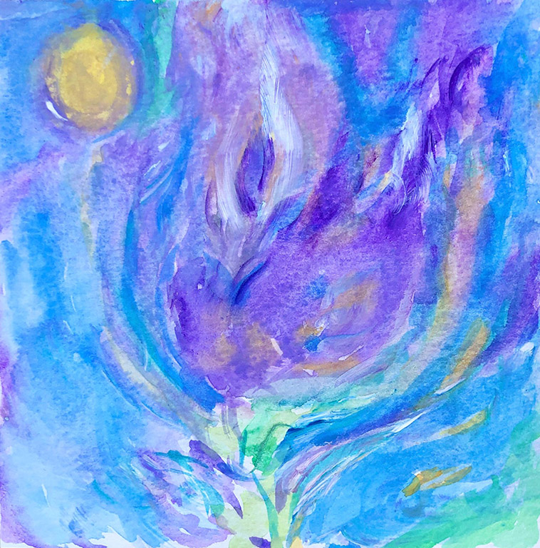 Moon Flower, Amy Drago, Watercolor, 8x8, $65